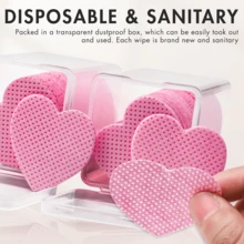 1000/500/400/200pcs Disposable Lint-Free Cloth Heart-Shaped Makeup Remover Pads, Nail Polish Remover Pads, Soft Non-Woven Acetone Nail Polish Remover Wipes, Lint-Free Nail Gel Wipes, Waterless Nail Care Products For Women And Girls Daily Manicure Cleaning And Removal - Pink - View 6