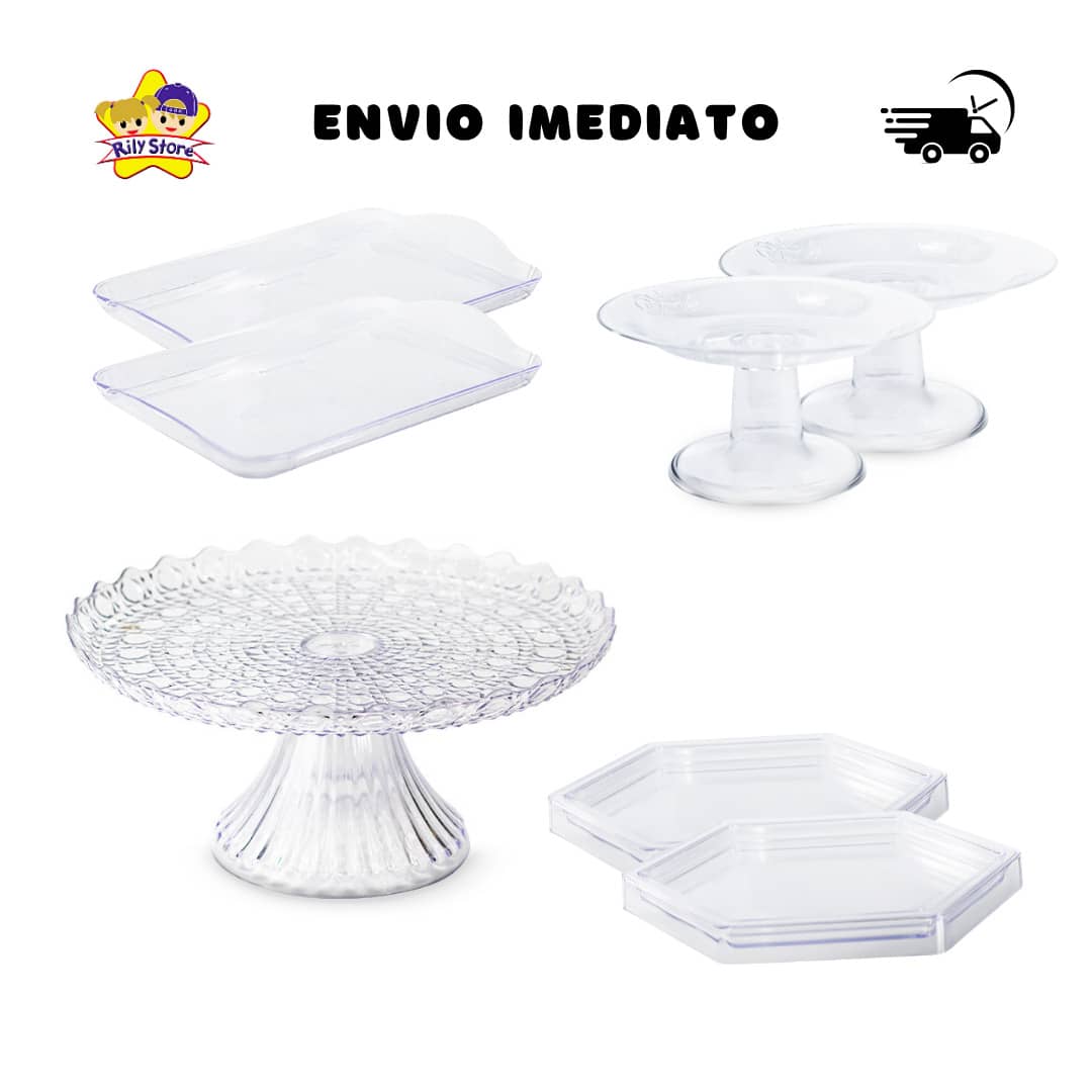 Emerald Crystal Party Kit 1 Emerald Lace Cake Stand 22cm + 2 Mini Cakes + 2 Mini Hexagonal Cakes + 2 Trays 20x13cm - 無色 - 查看 1