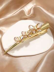 1pc Women's Luxury Rhinestone Butterfly Metal Alloy Hair Clip, Elegant Palace Style Zinc Alloy Hair Barrette Suitable For Daily Wear, Claw Clips