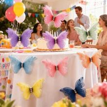 50 de fluturi din șifon dublu strat, fluturi din șifon transparent dublu strat, potriviți pentru aranjamente de păr, decorațiuni de nuntă, meșteșuguri și decorațiuni DIY cu fluturi - Multicolor - Vizualizare 4