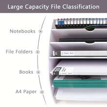 Fan Shaped Desk File Organizer - 6 Compartments File Holder For Desktop, Magazine Rack, Mail Holder, File Sorter, Paper Organizer For Home Office Classroom, White - 白色 - 查看 3