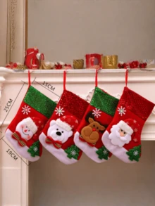 3pcs/1pc Christmas Stockings, Christmas Gift Bags, Christmas Socks Hanging Ornaments, Christmas Tree Decorations