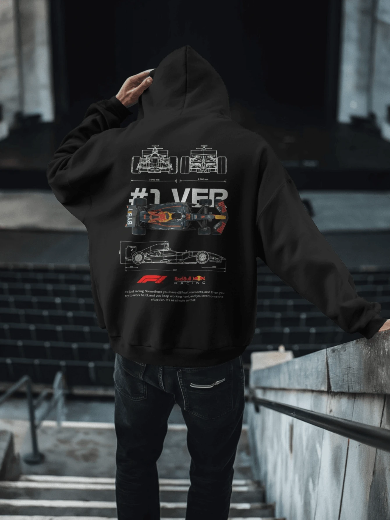 F1 Racing Graphic Hoodie | Formula Car Speed Pullover | Unisex Streetwear Sweatshirt | Grand Prix Motorsport Enthusiast Top | Retro Racing Aesthetic Cotton Outfit - màu đen - Xem 1