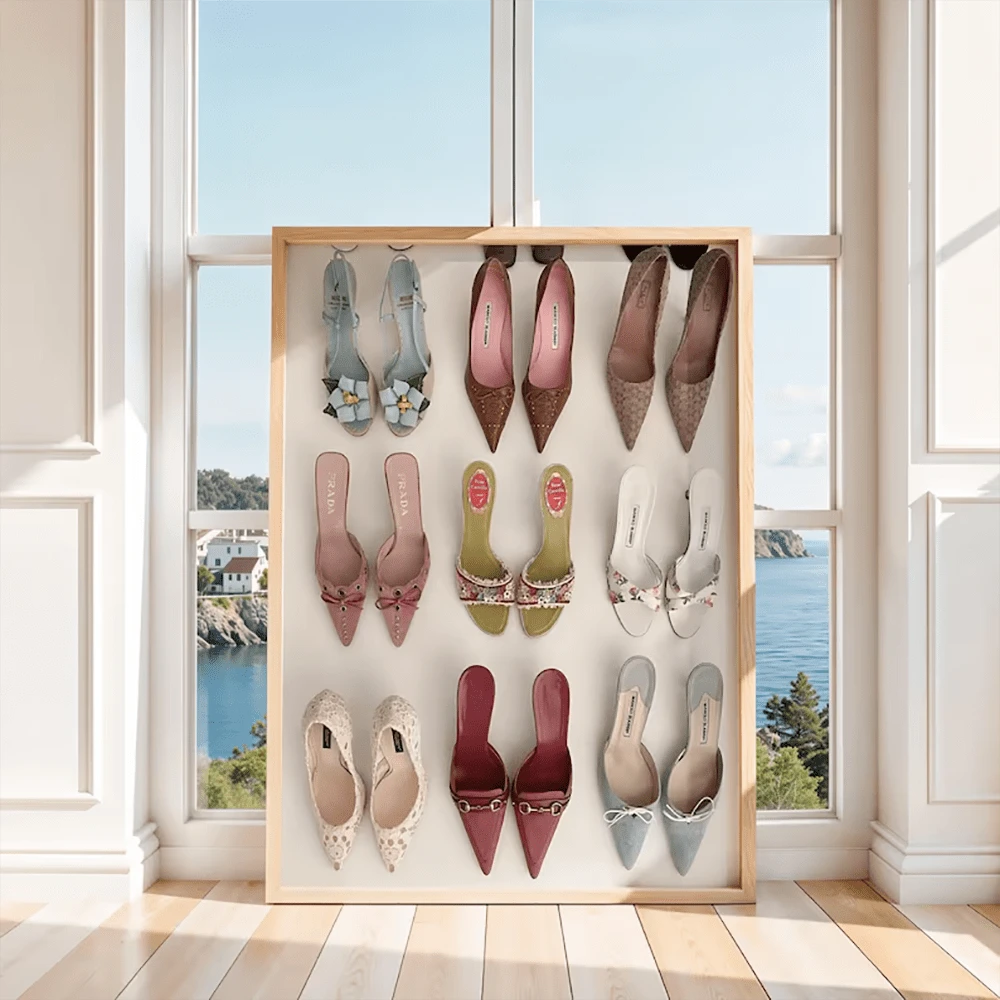1 PC Vintage Heels Art Canvas Poster - Chic Shoe Print For Fashion Lovers, Y2K Wall Decor, Frameless Fashion Poster For Bedroom, Dorm, Boutique, Dressing Room, Stylish Home & Office Decor - Multicolor - View 1