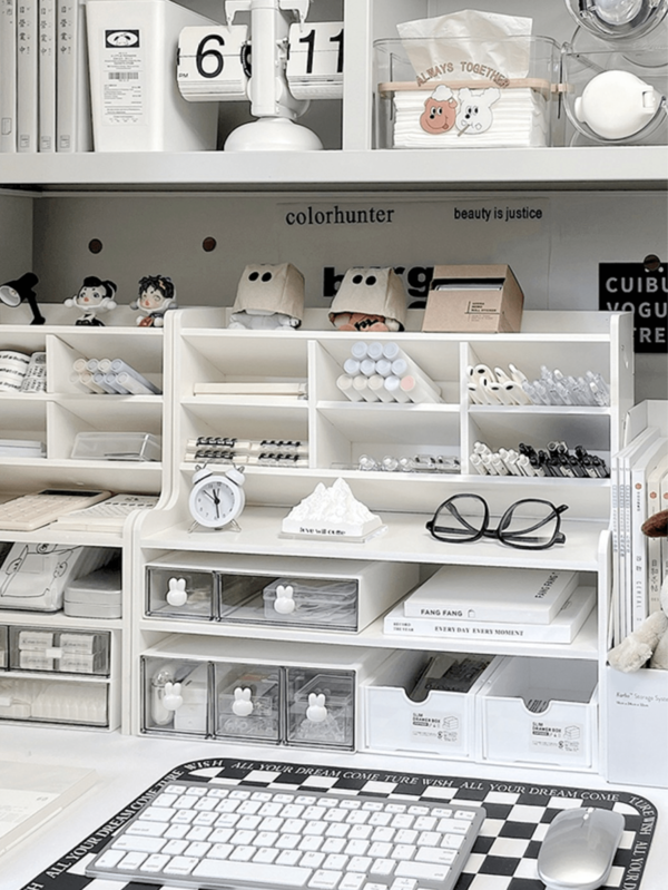 Multi-Layer Desktop Storage Shelf - PVC Foam Board Materials Sundries Storage Rack For Data Cables, Pens, Household Organizer For Desktop, Office, Dresser, Bedroom, Home, Dorm & School