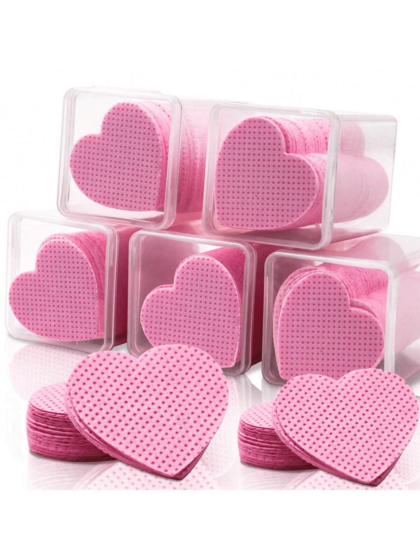 1000/500/400/200pcs Disposable Lint-Free Cloth Heart-Shaped Makeup Remover Pads, Nail Polish Remover Pads, Soft Non-Woven Acetone Nail Polish Remover Wipes, Lint-Free Nail Gel Wipes, Waterless Nail Care Products For Women And Girls Daily Manicure Cleaning And Removal
