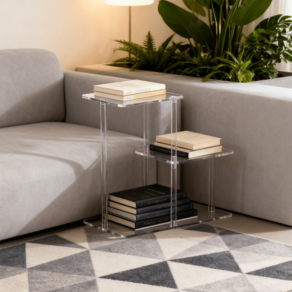 Acrylic Side Table, Multifunctional Narrow End Table Suitable For Living Room, Bedroom, Hallway Storage Rack