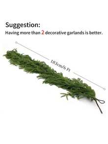 180cm Versatile Christmas Pine Tree Wreath, Realistic Norfolk Pine Garland, Rattan-Based, Perfect For Christmas, All Room Types, Indoor & Outdoor Holiday Decor Christmas Decorations Winter Room Decor