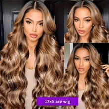 250 Density Highlight Blonde Ombre Brown Body Wave Human Hair Wig Natural Looking Brazilian HD Lace Front Human Hair Wigs For Women 13x6 Lace Frontal Wigs Pre Plucked With Natural Hairline Closure Wig 4/27 - 間色和鋼琴色 - 查看 10