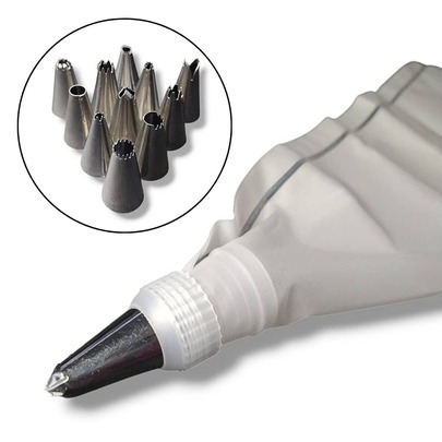 Kit Bicos Confeiteiro P/Decoração 12 Bicos Inox Bolo Torta