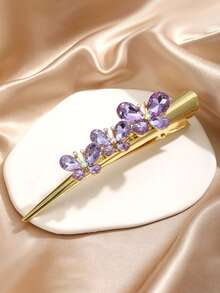 1pc Women's Luxury Rhinestone Butterfly Metal Alloy Hair Clip, Elegant Palace Style Zinc Alloy Hair Barrette Suitable For Daily Wear, Claw Clips