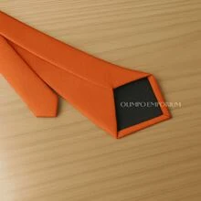 Gravata Slim Terracota Importada Texturizada Casamento Padrinhos Noivos Festividades Formatura Congresso - Terracota - Visão 5