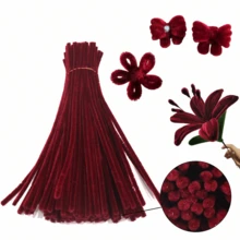 100根高密度柔性扎带，53色针织花茎，可弯曲针织花茎，灰色工艺毛根，纯色针织花茎，工艺毛根配件，针织毛根用于手工制作，蓬松毛根，工艺品和装饰品，多功能DIY花束扎带材料 - 彩色 - 查看 34