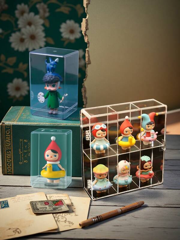 1 pieza/9.5*6.5*5.5cm [Transparente | Acrílico] Caja a prueba de polvo de acrílico transparente moderna | Estantería de exhibición con ventana y tapa, gabinete de exhibición de almacenamiento | Adecuado para exhibición de muñecas, almacenamiento de artículos de escritorio, organización conveniente de escritorio, almacenamiento y organización maestros de la vida