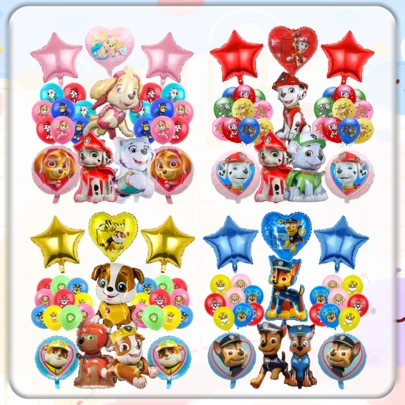 卡通狗狗巡逻队，铝箔气球，小李阿智，甜甜毛毛，汪汪队立大功，装饰铝箔气球