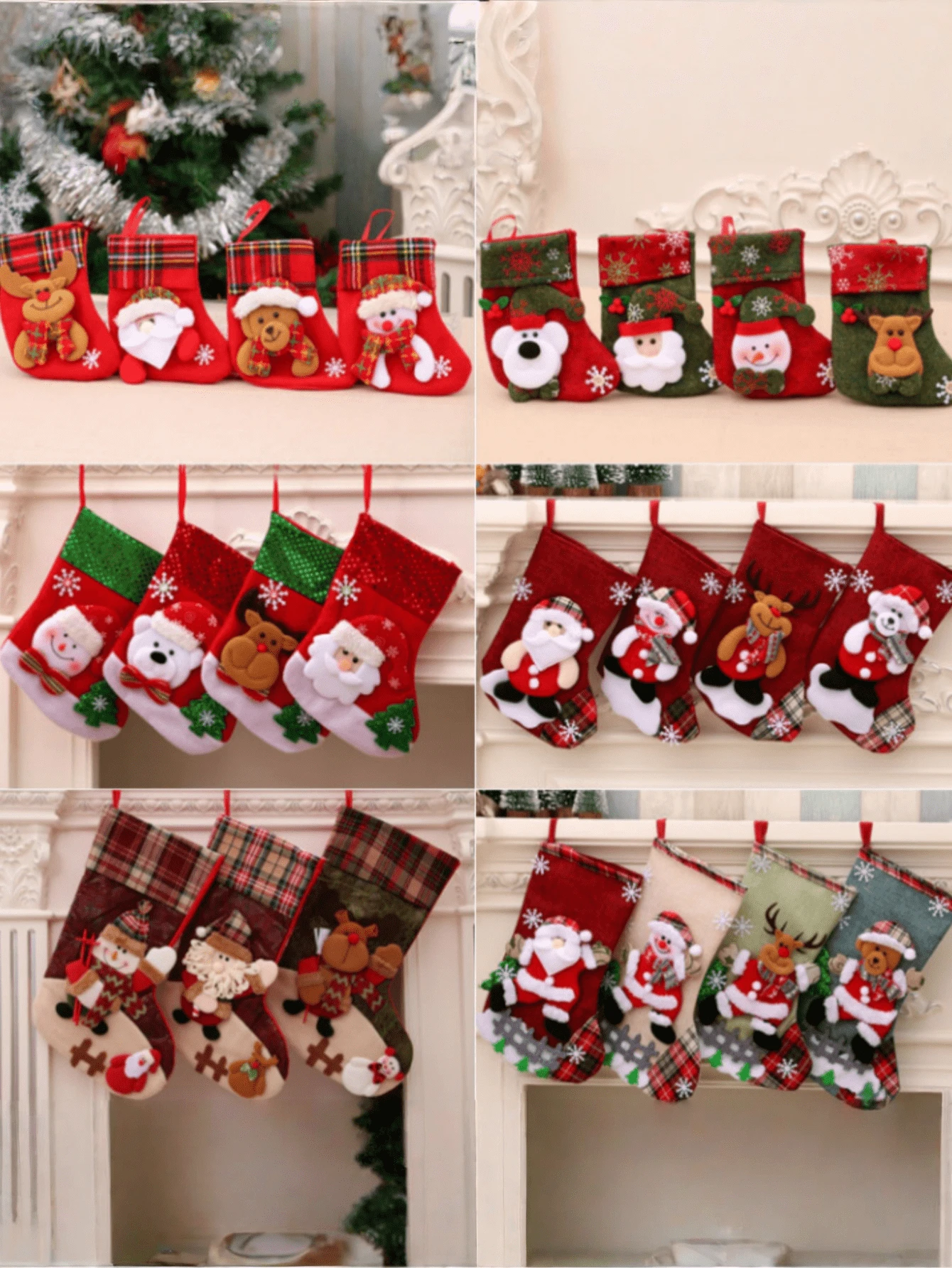 3pcs/1pc Christmas Stockings, Christmas Gift Bags, Christmas Socks Hanging Ornaments, Christmas Tree Decorations