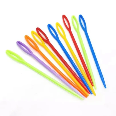 Kit 10 Agulhas Plástica Passa Elástico Tapeceiro Tricô Crochê