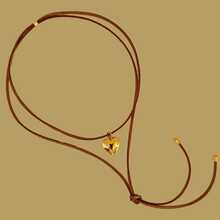 Suede Heart-Shaped Bow Tie Choker - Camel - View 3