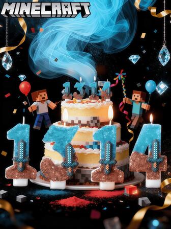  来自 Minecraft 的纪念版收藏武器，DIY 数字钻石剑生日蜡烛 - 由渐变蜡制成，营造节日气氛的豪华数字蜡烛，形状像数字，适合节日庆祝、派对、纸杯蛋糕和蛋糕装饰。
