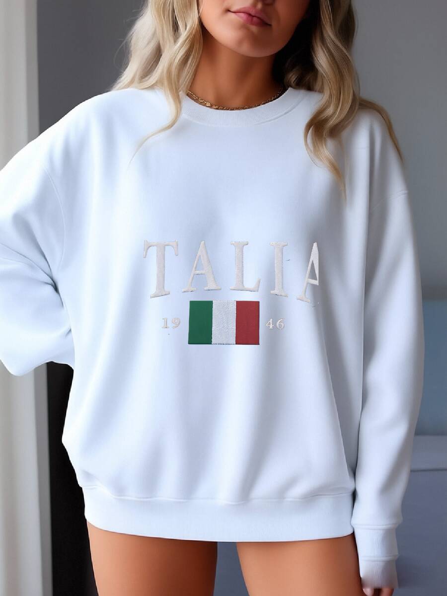 Italy Y Sweatshirt, Italy  Flag Crewneck Sweater, Italian Travel Gift Souvenir, Italy Unisex Pullover - trắng - Xem 1