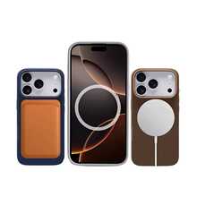 Magnetic Leather Case Cover With MagSafe Induction Protection For IPhone 17, 17Air, 17Pro, 17ProMax - Màu Khaki - Xem 4