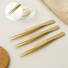 Kit 3 Pinças Ponta Agulha Para Designer De Sobrancelhas