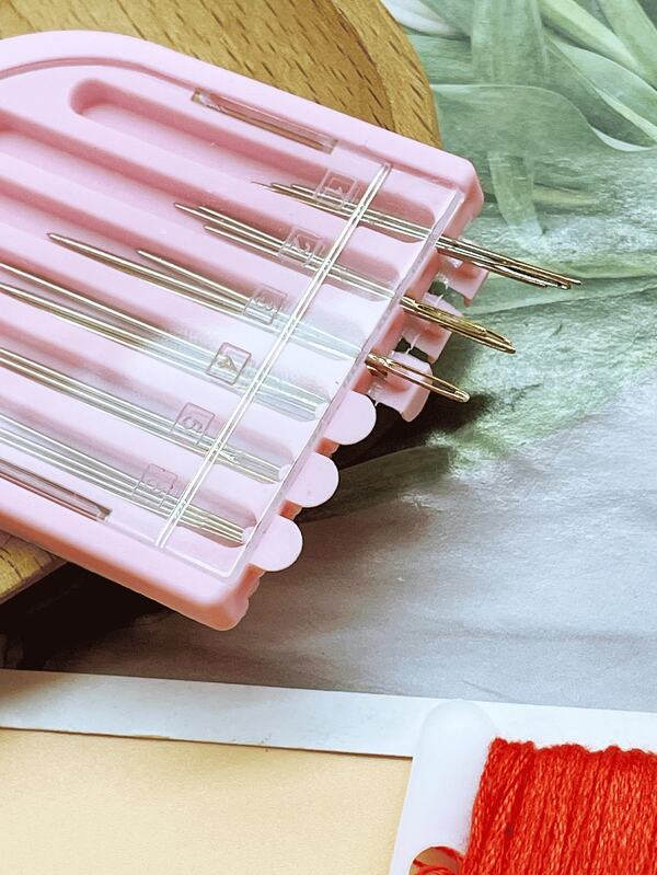 20pcs Sewing Needles Set - Needle Case With Multi-Lid Design, Controlled Needle Exposure, Assorted Sizes & Types, Multi-Functional, Portable Pink Storage Box, Suitable For Embroidery & Hand Sewing