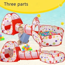 3-In-1 Youngsters' Play Tent - Indoor Foldable Game House With Steel Frame, Polyester Material - Red/Blue (!!! Balls Not Included !!!) - Red - View 8