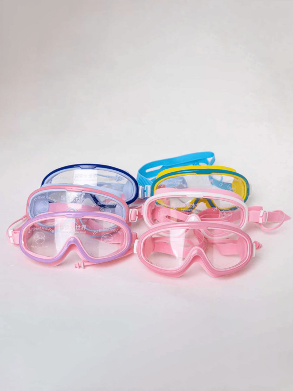 Óculos de natação infantis de 1 peça, à prova d'água, antiembaçante e antivazamento, armação grande, adequados para meninos e meninas de 4 a 16 anos, equipamento de natação de alta definição