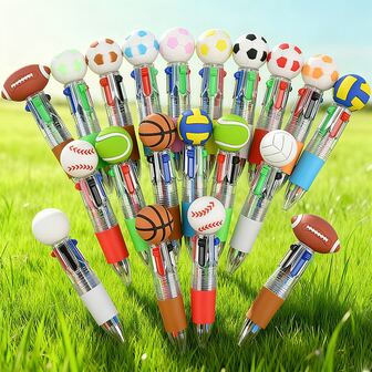 1套1支足球造型墨水笔，新颖足球圆珠笔，0.5mm黑色足球笔，足球卡通中性墨水笔，适用于学校办公用品、派对礼物、节日礼物，任意颜色，任意款式，圣诞礼物