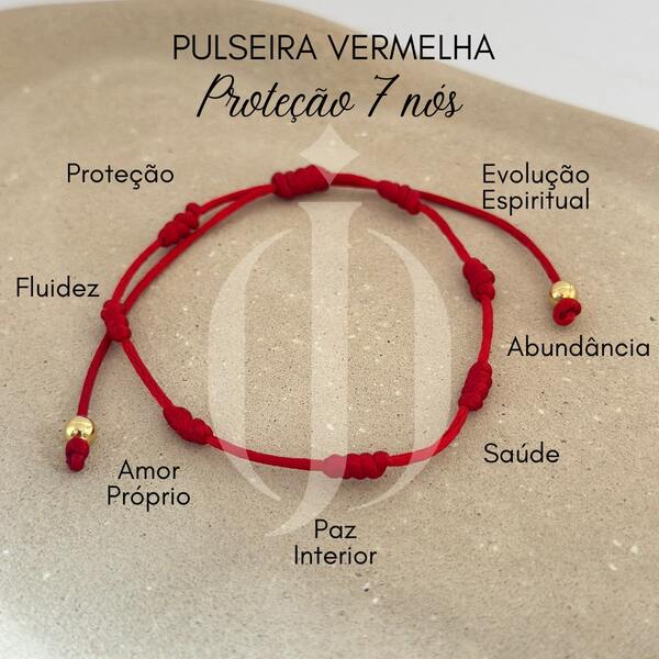 Pulseira Cetim 7 Nós Vermelha Proteção Kabbalah