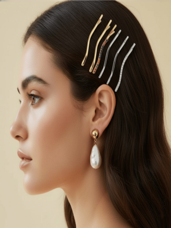 3pcs Luxury Wavy Hair Clips - Rhinestone Hair Clips - Fashionable Hair Accessories Suitable For Everyday And Special Occasions, Looks Of Party