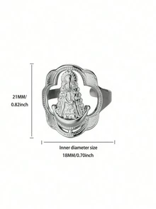 1 pièce Bague Vierge Marie couleur argent pour femmes et hommes, bague religieuse en acier inoxydable Jésus, décoration de bijoux
