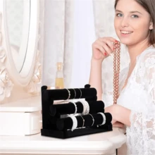 Premium 3-Tier Velvet Bracelet, Bangle, Jewelry Display Stand, Scrunchie & Watch Holder