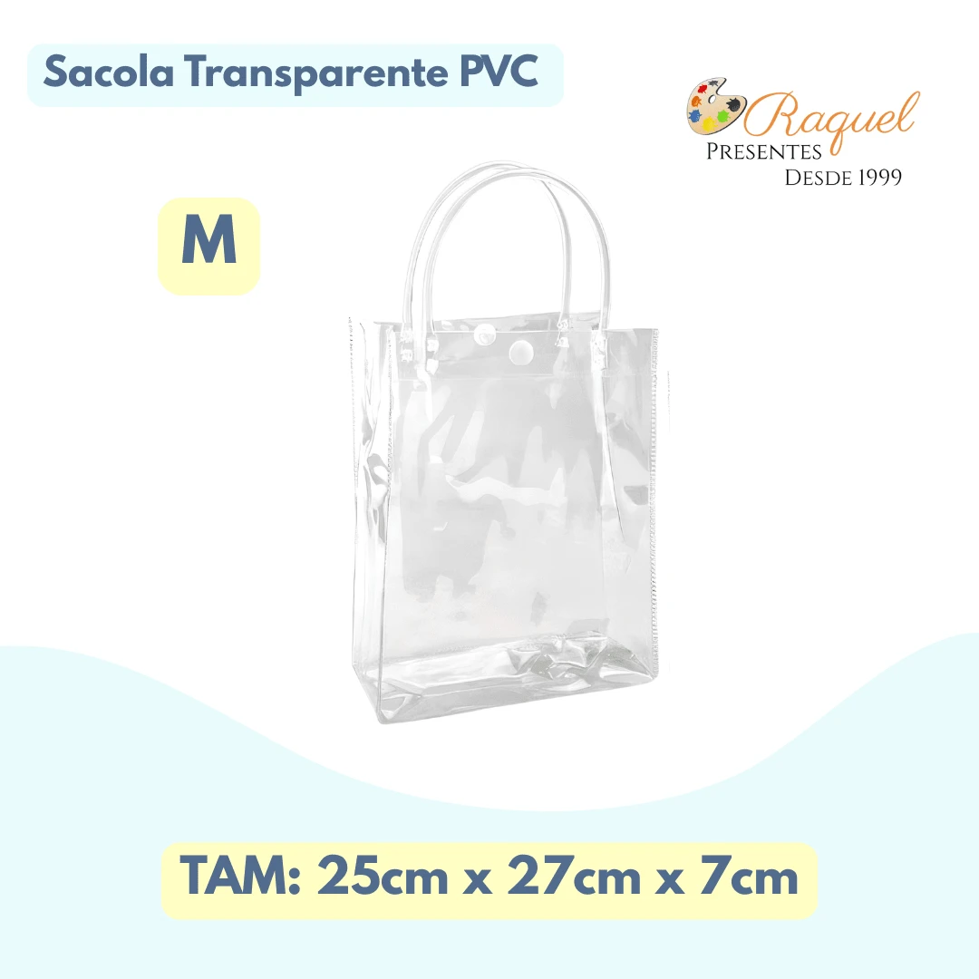 10 Clear PVC Gift Bag With Clear Handle - 25x27x7cm (TRANSPARENT) - View 1