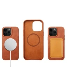 Magnetic Leather Case Cover With MagSafe Induction Protection For IPhone 17, 17Air, 17Pro, 17ProMax - 鏽棕色 - 查看 3