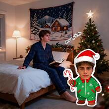 Almohada personalizada con cara divertida de invierno - Impresión personalizada a doble cara, almohada con cara personalizada - Ropa de dormir navideña, regalo ideal para cumpleaños, Acción de Gracias, Navidad, adecuada para la respiración única de mamá, adecuada para ella, él, lavable a máquina, impresión digital