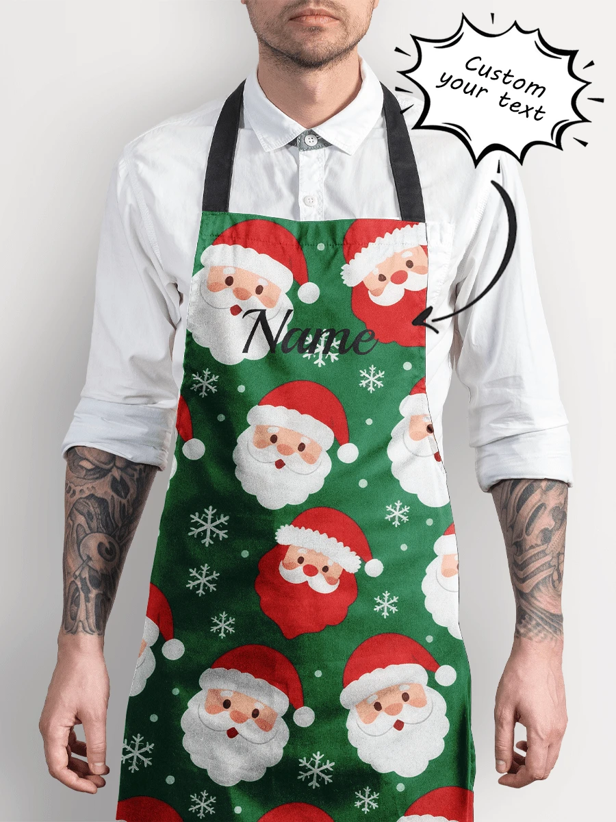 1 pièce de tablier personnalisable, fournitures de cuisine, mobilier essentiel, convient pour la fête des pères, la fête des mères, Halloween, Noël, la veille de Noël, la Saint-Valentin, les anniversaires, les anniversaires personnalisés, convient pour l'hiver et l'automne - Personnalisation du texte à télécharger - Père Noël