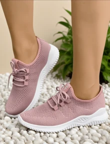 2025 New Women's Breathable Mesh Running Shoes - Lightweight Casual Sports Shoes. With Stable Support, Soft Rubber Sole And Solid Color Design, They Are Suitable For Walking, Jogging And Daily Wear. They Are Fashionable And Comfortable Shoes. - 櫻花粉 - 查看 5
