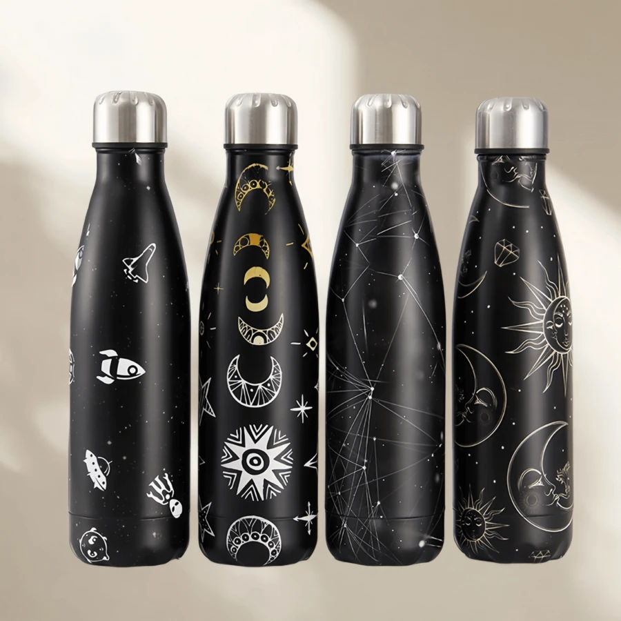 1pc Personalized Black Stainless Steel Double Wall Insulated Tumbler, Large Capacity For Outdoor, Car, Sports, Cycling, Leisure, Soda Bottle - Multicolor - View 1