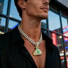 欧美嘻哈风格全水钻钱袋吊坠项链，时尚独特的链项链，适合日常佩戴 - 吊墜項鍊 - 查看 11