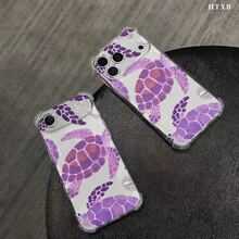 Funda para teléfono con diseño de caracola morada y estrella de mar, protección anticaídas en las cuatro esquinas, compatible con phone 17, 16, 15, 14, 13, 12, 11 Pro, X y XS. Ideal para Halloween y Acción de Gracias. - transparente - Ver 5