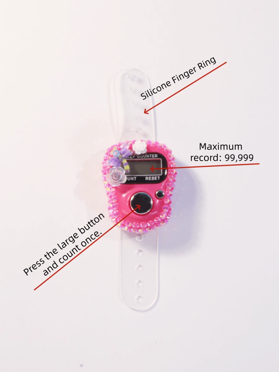 1pc 2026 Spring Ramadan | Mini Finger Ring With Flower & Rhinestone Counter, Middle Eastern Ramadan Prayer Counting Tool - Multicolor - View 1