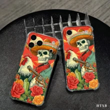 Teléfono Cráneo Con Patrones De Pistola Teléfono Móvil Con Impresión Transparente Anticaída De Cuatro Esquinas, Adecuado Para phone17, 16, 15, 14, 13, 12, 11 Pro X XS Series, Regalos De Halloween Y Acción De Gracias, Amigos Y Familiares, Regalos Festivos - transparente - Ver 9