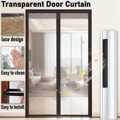  1件 AIYYIPA 透明磁性门帘 - 自动闭合隔热 EVA 门隔帘，适用于家庭和办公室，易于清洁表面，无缝面料设计，安装简便，现代家居装饰