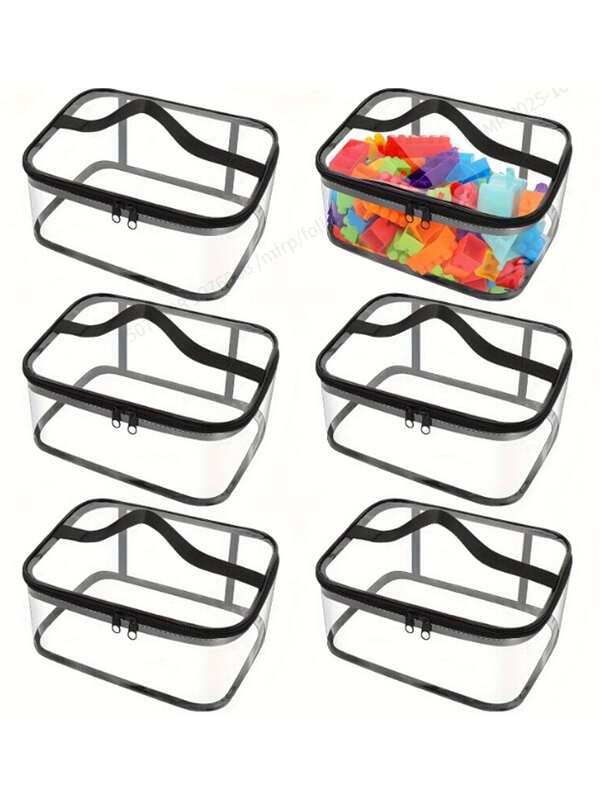 Bolsas de almacenamiento de PVC transparente, impermeables, reutilizables, con cierre de cremallera, diseño plegable, material transparente, asas reforzadas, doble cremallera para mayor , portátil para un fácil transporte, con tapas para protección, gran capacidad para un amplio almacenamiento, para juguetes pequeños, bloques de construcción, ladrillos, juegos de mesa, rompecabezas, organización del hogar, artículos de viaje, artículos de tocador, productos de maquillaje, suministros de manualidades, artículos escolares y accesorios de oficina.