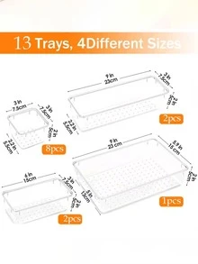 4 Piezas /7 Piezas /8 Piezas /9 Piezas /13 Piezas /25 Piezas/Set de Organizador de Cajón Transparente, Set Libremente Combinable, Organizador de Cajón para Baño, Tocador, Caja de Almacenamiento de Maquillaje, Dormitorio, Utensilios de Cocina y Oficina, Organizador de Mesa Transparente Multifuncional para Mascotas