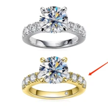 1pc 3.5ct Moissanite Center Stone S925 Silver Wedding Ring, Perfect Gift For Fiancée, Wedding, Anniversary - Gold - View 3