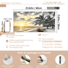 لوحة فنية حائطية حديثة قطعة واحدة، لوحة فنية على قماش بإطار خشبي، لوحة فنية حائطية بإطار خشبي كبير، لوحة فنية لمشهد غروب الشمس على الشاطئ، لوحة فنية لمشهد الساحل الطبيعي والمحيط، مع إطار أو بدون إطار، ديكور غرفة، ديكور منزلي، ديكور شقة طلاب الجامعة، هدايا لديكور الحائط في الفندق، المنزل، هدية مثالية لتدشين المنزل الجديد، غرفة المعيشة، غرفة النوم، الحمام والمكتب