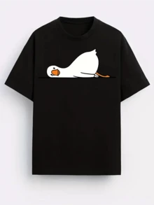 Chill Duck-Grafik-T-Shirt für Herren, lustiges, lässiges Kurzarm-T-Shirt mit Tiermuster, bequemes Oberteil mit Rundhalsausschnitt, einzigartige Geschenkidee. Drücken Sie Ihre Schrulligkeit aus!